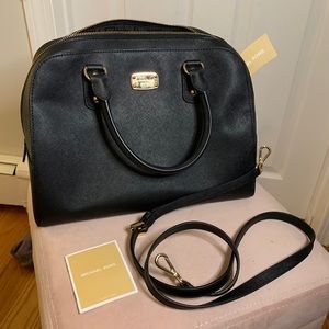 Black Michael Kors satchel with gold hardware
